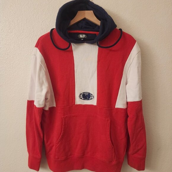 90s Wu-Wear WuTang Red White Blue Color Block Sweatshirt Hoodie Mens Medium - Picture 2 of 8